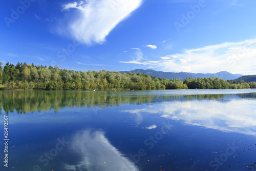 blue lake in autumn