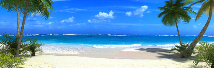 Sierkussen Badkamer Tropisch strand met palmbomen  © FrankBoston