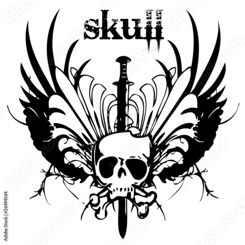 vector illustration tattoo skull (black)