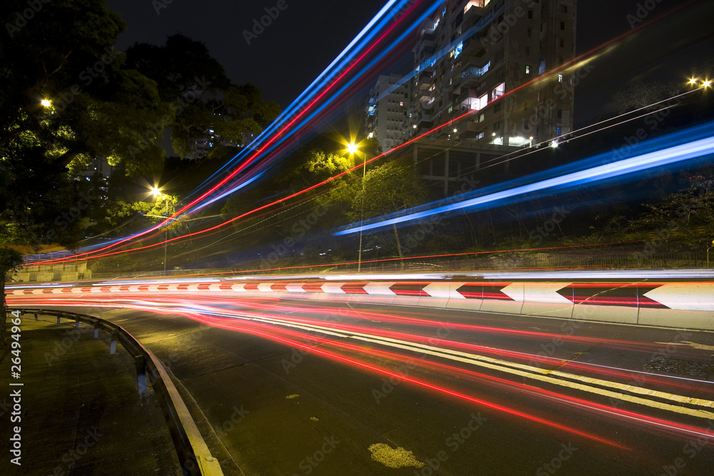 traffic in city at night in hong kong traffic in city at night in hong kong