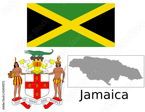 Jamaica flag national emblem map