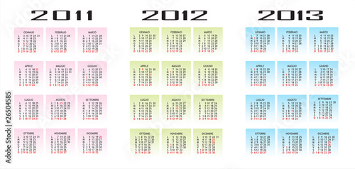 Calendario 2011 2012 2013 verticale