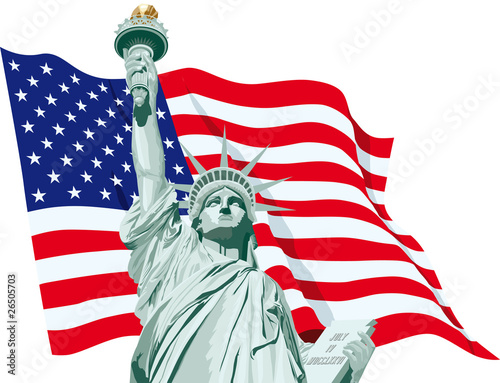 statue of liberty - flag