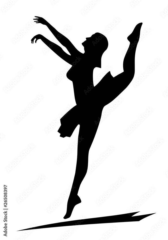 dancing girl silhouette isolated on white dancing girl silhouette isolated on white