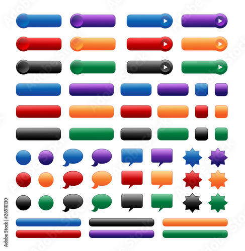 BLANK Buttons & Icons Poster (set template web stamps vector)