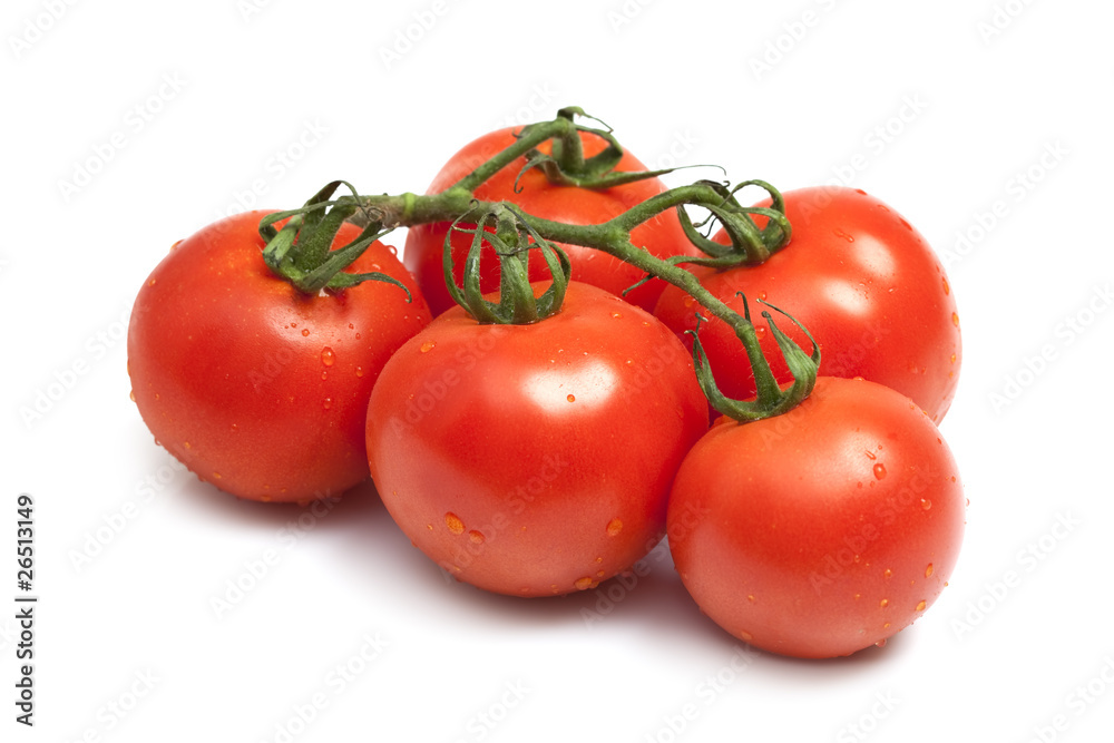 Bunch of tomatoes isolated on white Bunch of tomatoes isolated on white