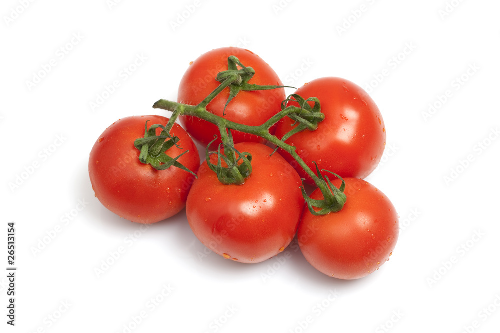 Bunch of tomatoes isolated on white Bunch of tomatoes isolated on white