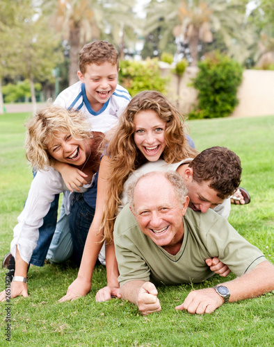 Family piling up on dad