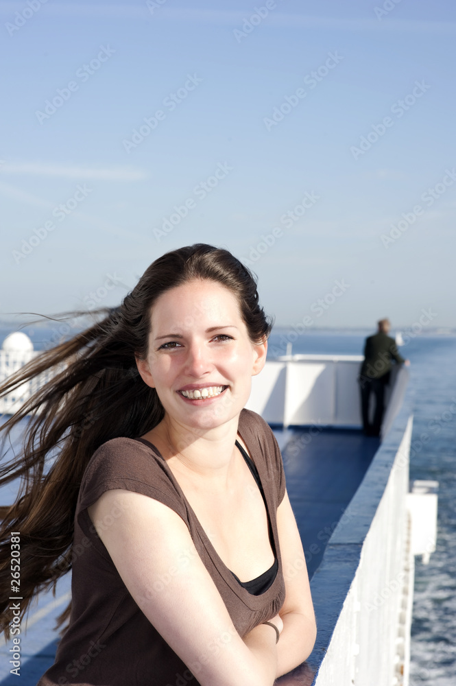Smiling Woman on cruise ship