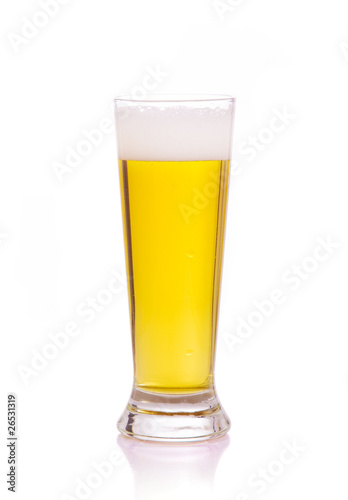 glass of beer on a white background