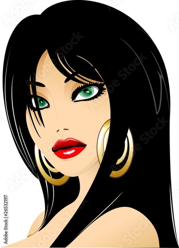 Ragazza dai Capelli Neri-Black Hair Girl-Vector
