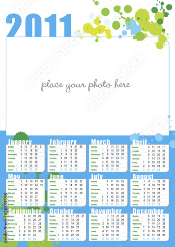 calendario con spazio per fotografia in inglese, 2011