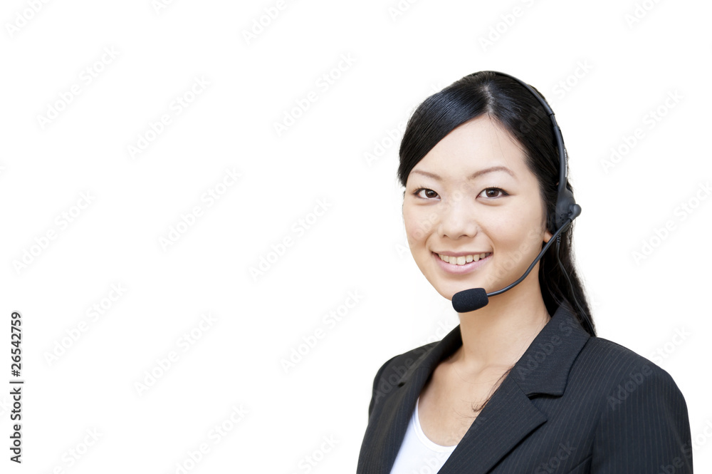 portrait of young female customer service operator portrait of young female customer service operator