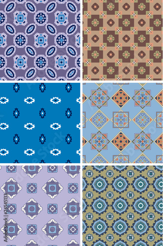 Retro geometric seamless patterns