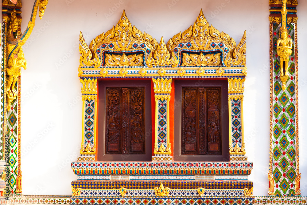 Fototapeta premium two craved window with mosaic frame