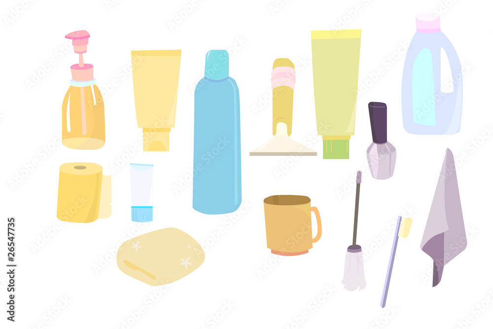 Set of different vector bathroom tools Set of different vector bathroom tools