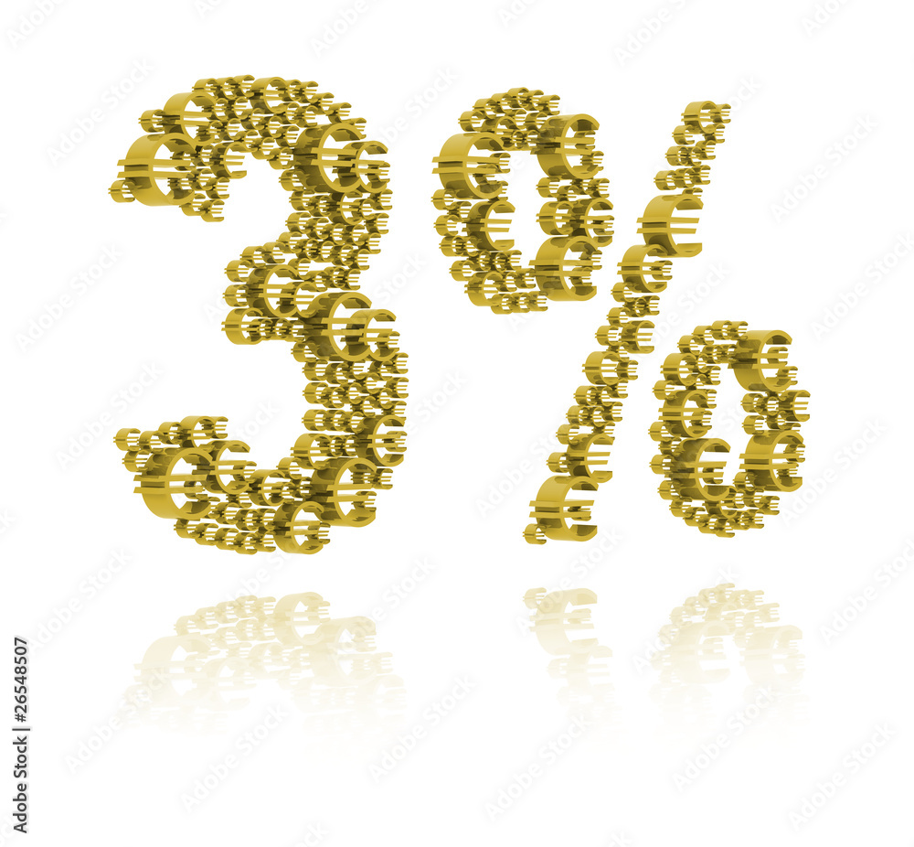 3D Illustration of  three percent