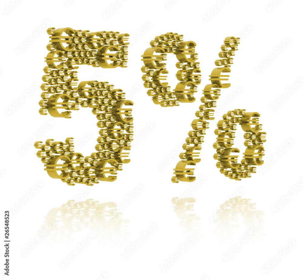 3D Illustration of five percent 3D Illustration of five percent