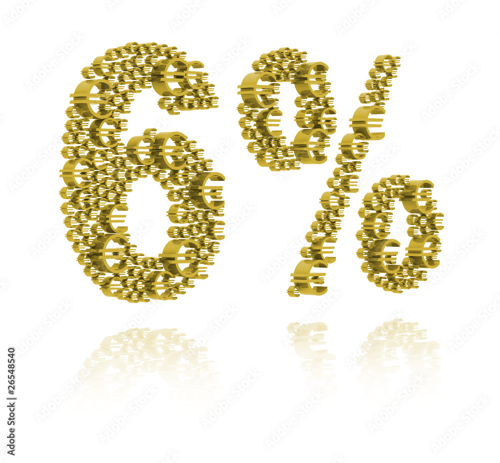 3D Illustration of  six percent