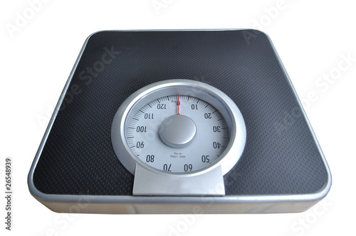 Bathroom weight scale on white background