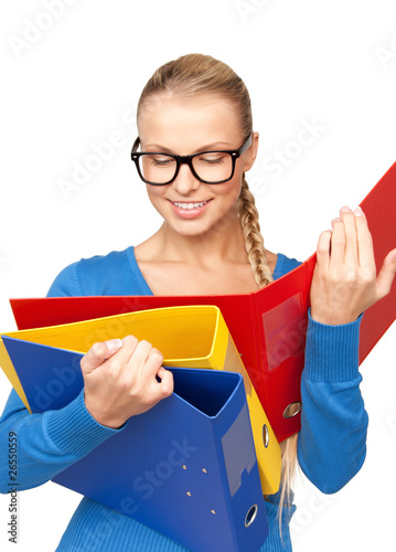 businesswoman with folders