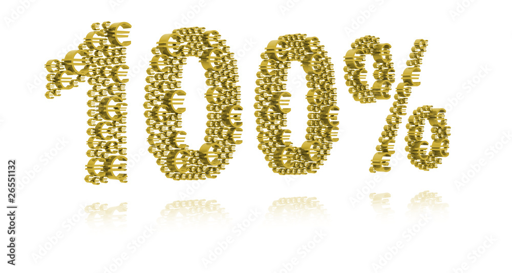 3D Illustration of one hundred percent 3D Illustration of one hundred percent