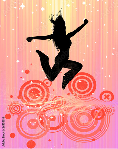 jumping woman. retro style design