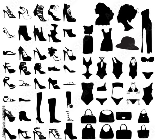 Fashion shoes, bags, swim suit set