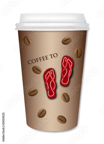 Coffee cup with red slippers