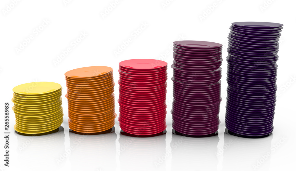 Colorful stack of plates in a chart-like composition