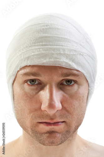 Bandage on wound head photo
