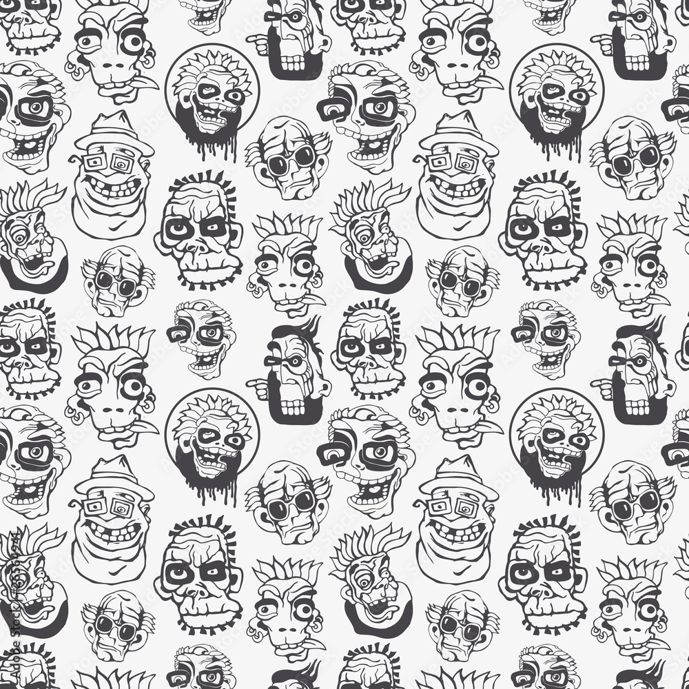 funny characters ornament, seamless vector pattern