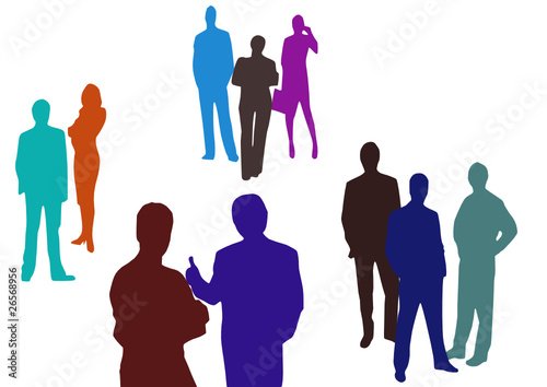 business people standing on a white background