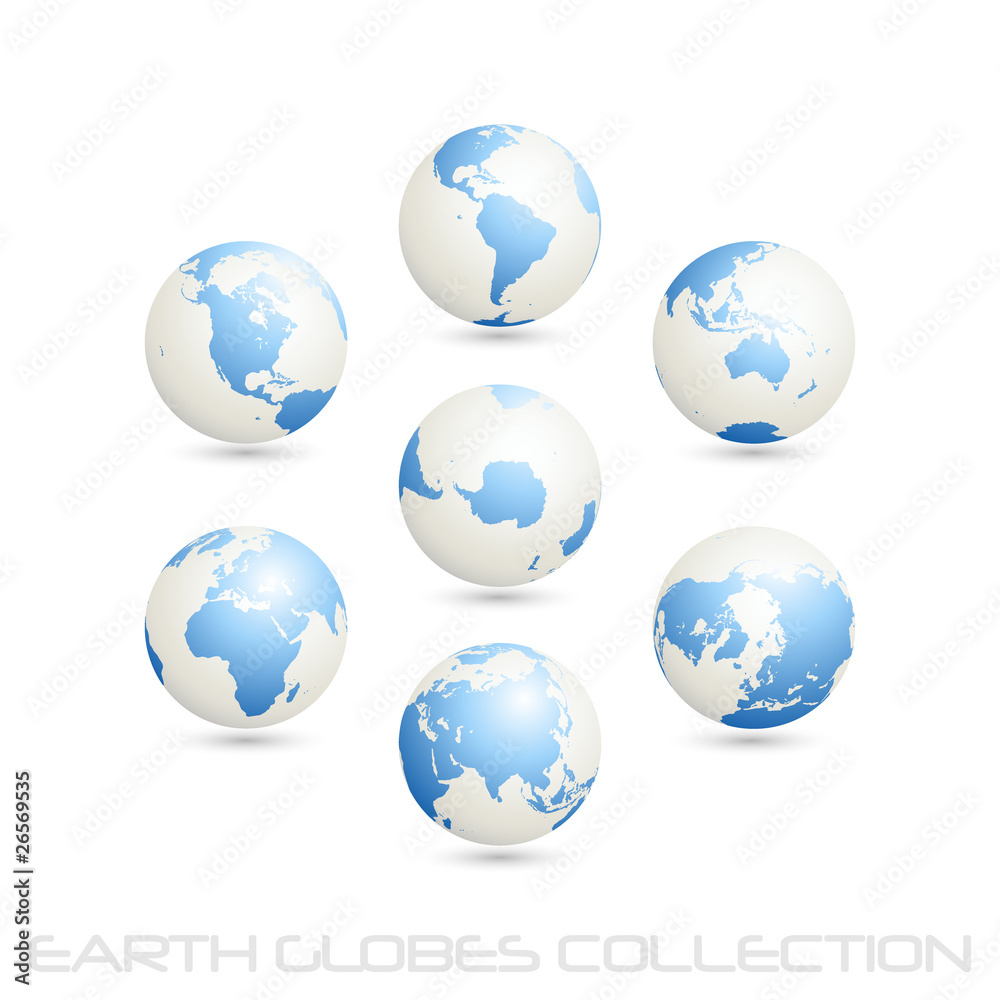 earth globes colection, white - blue