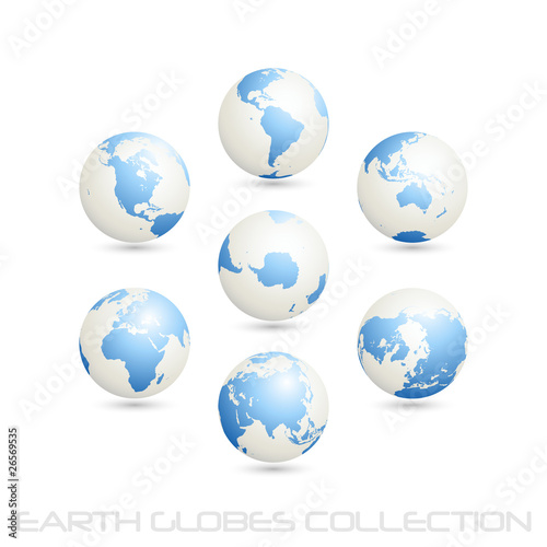 earth globes colection  white - blue