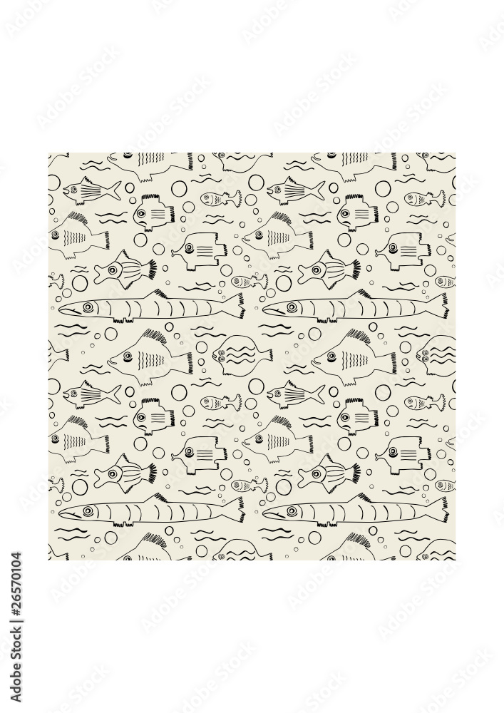 Seamless pattern with fish. Vector