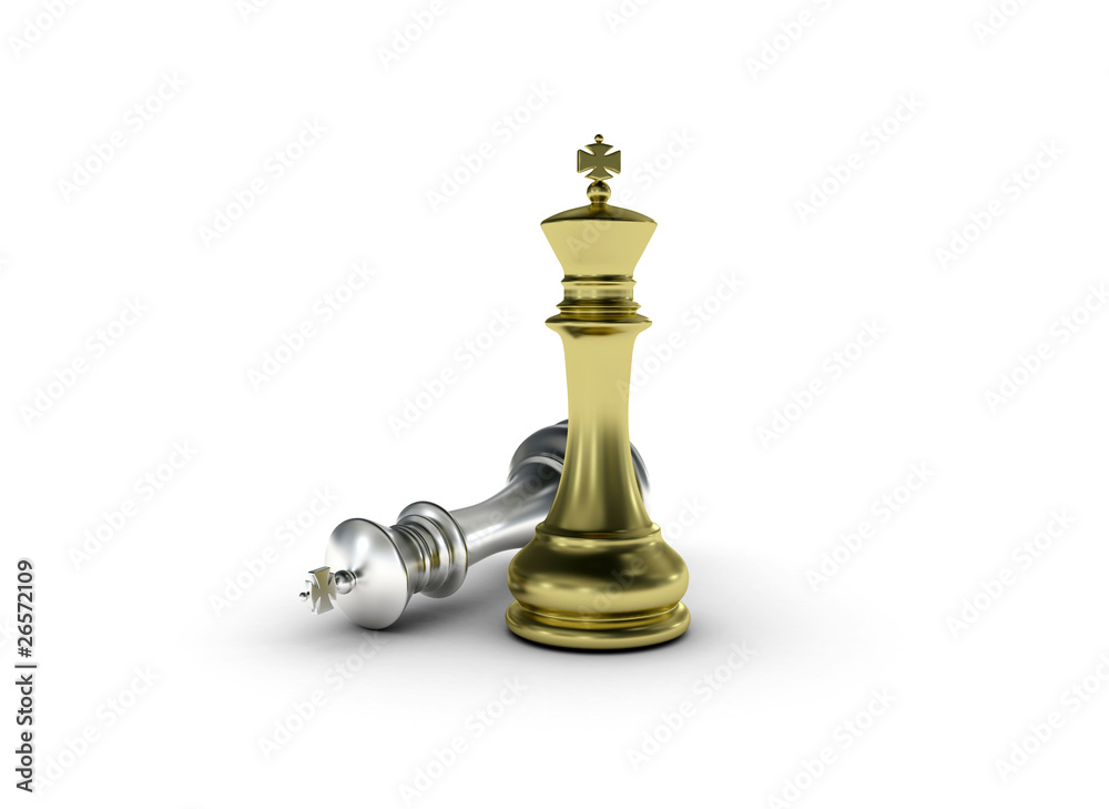 Golden chess king standing