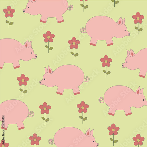 Background pattern with pigs © Nataliya Dolotko