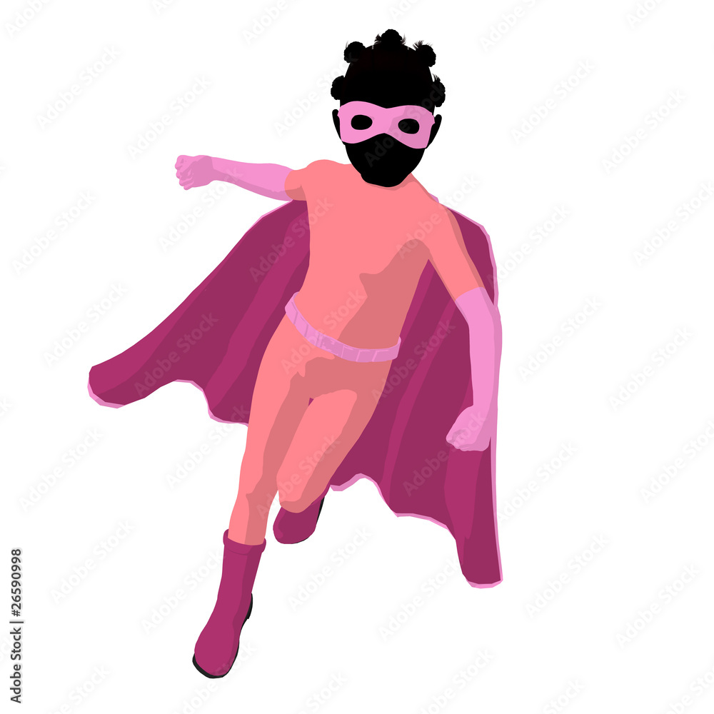 African American Super Hero Girl Illustration Silhouette African American Super Hero Girl Illustration Silhouette