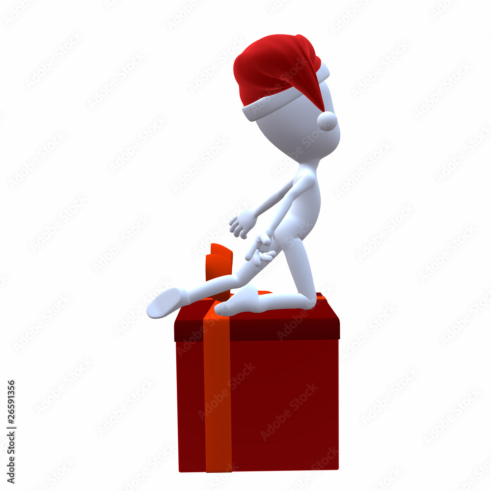 3D Christmas Guy Sitting On A Christmas Gift 3D Christmas Guy Sitting On A Christmas Gift