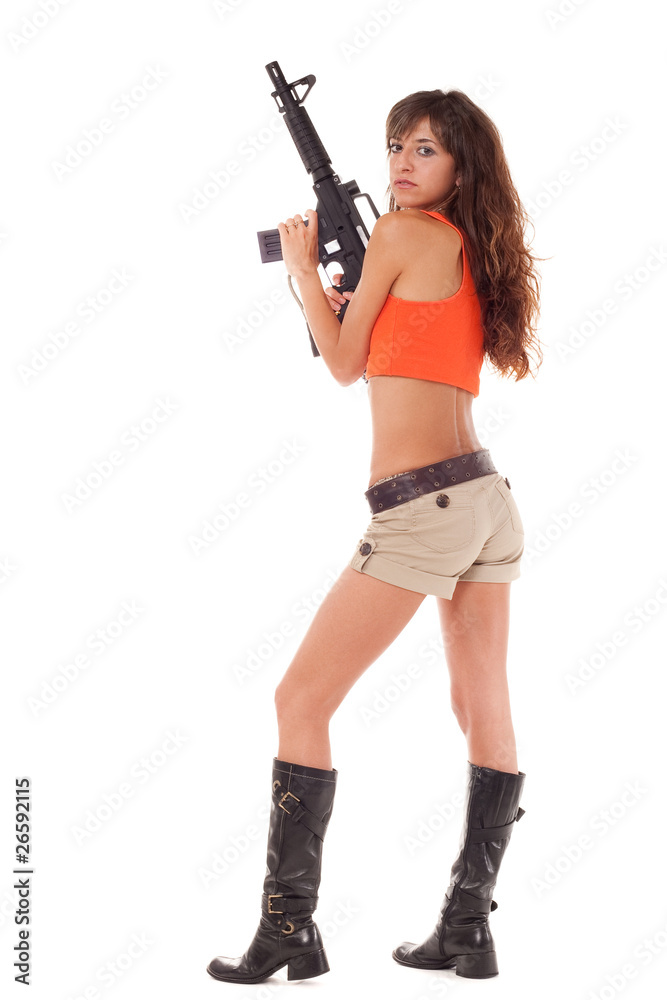 Armed girl posing