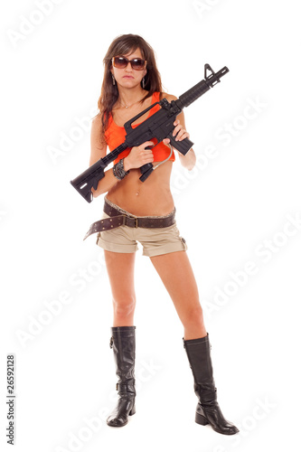 Armed girl posing