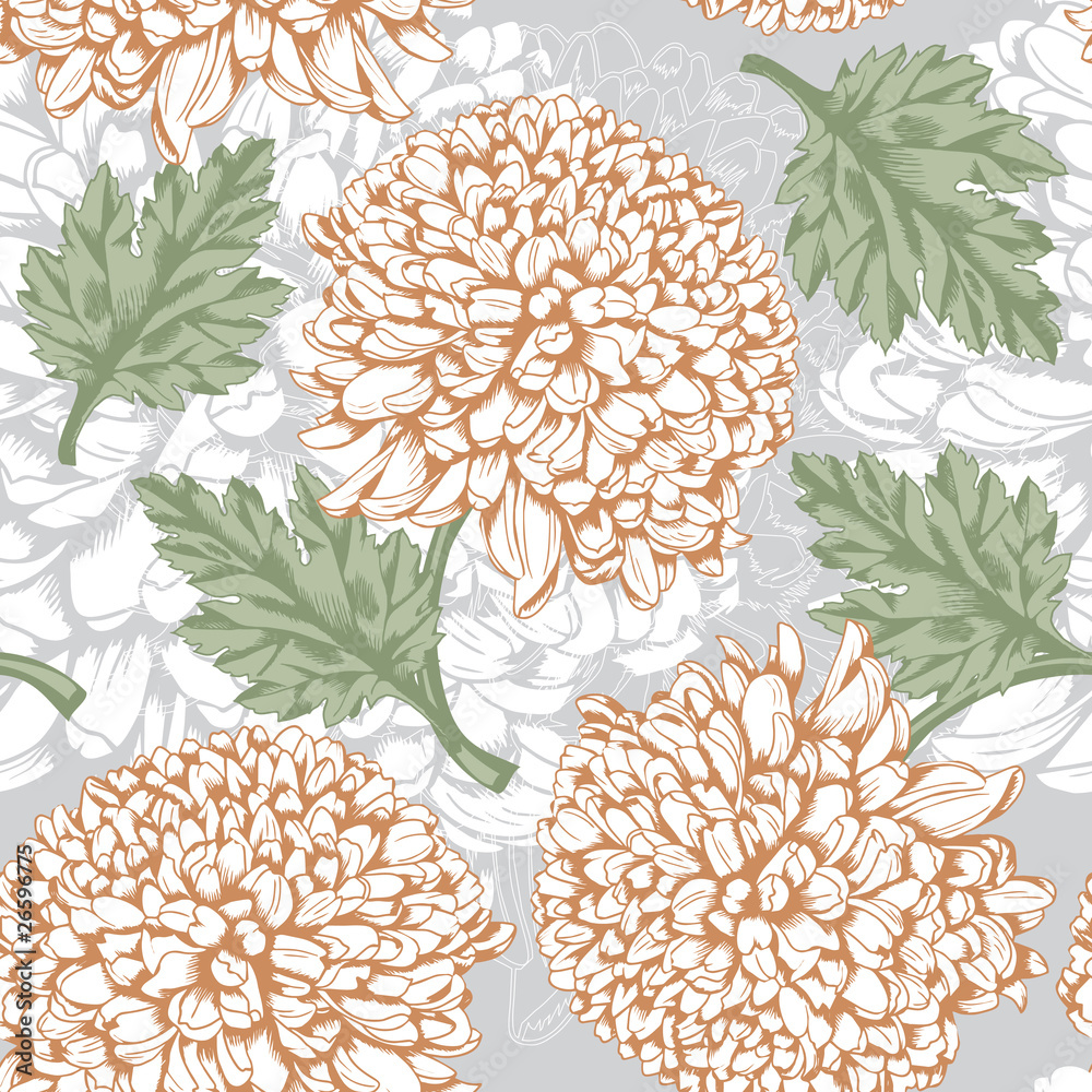 Obraz Excellent seamless pattern with chrysanthemum