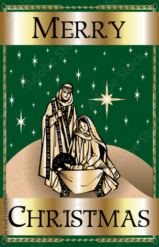 Merry Christmas Green Nativity
