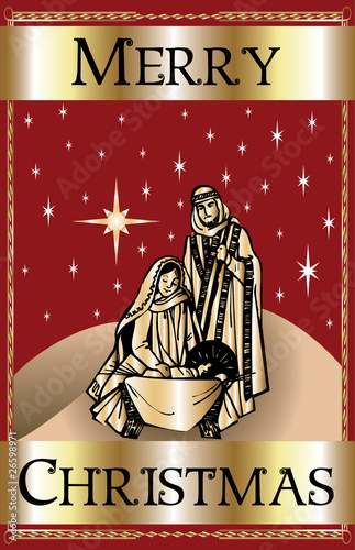 Merry Christmas Red Nativity