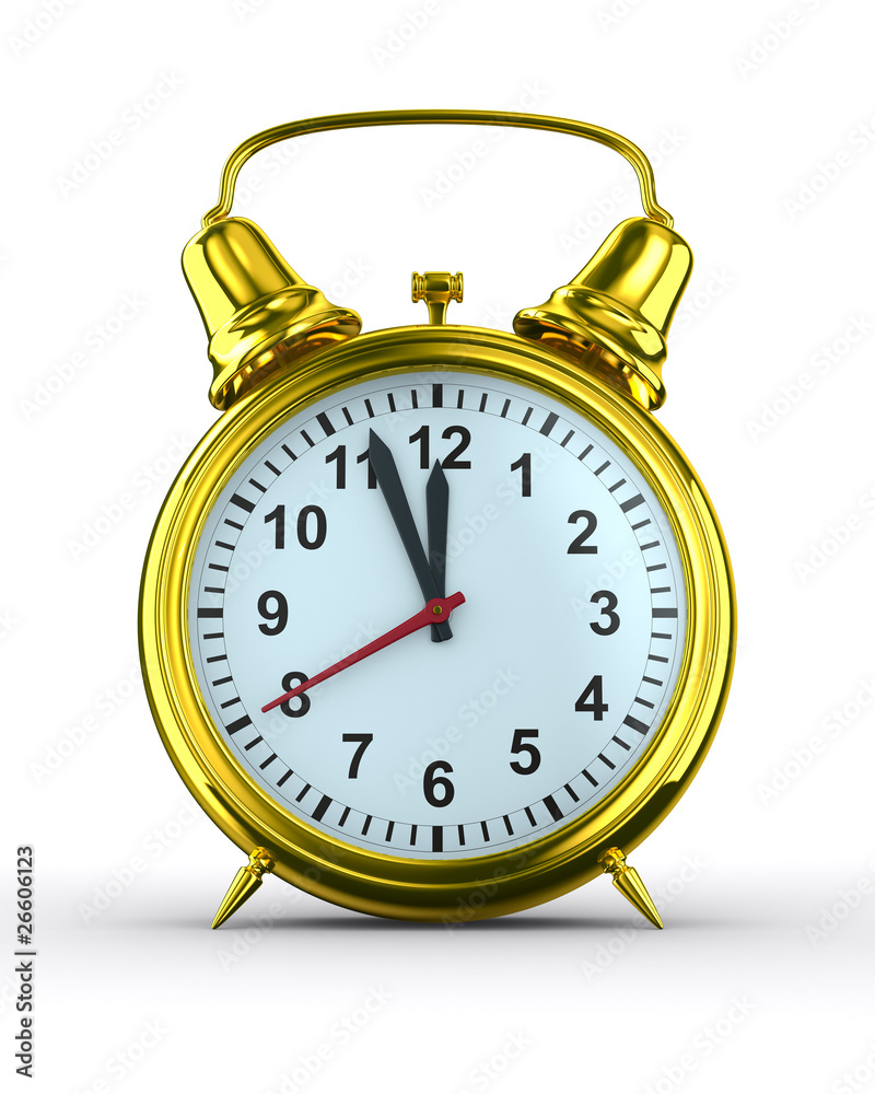 Alarm clock on white background. Isolated 3D image Alarm clock on white background. Isolated 3D image