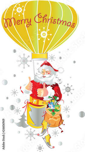 Merry Santa Claus in the air-ball