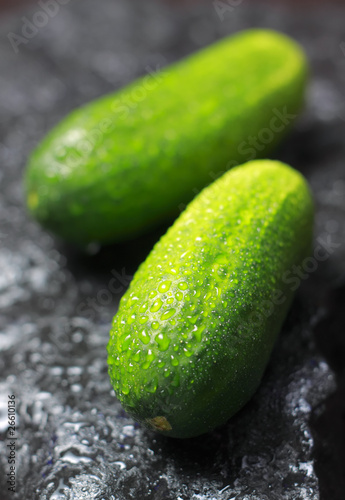 Two fresh cucumbers