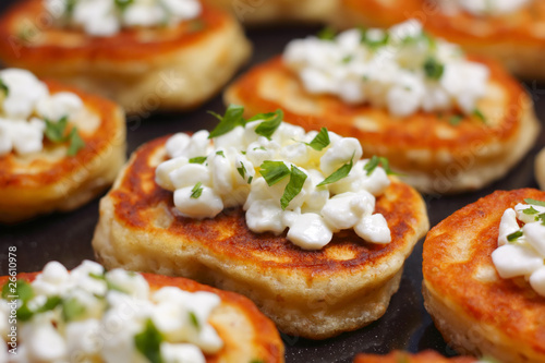 Blinis with cottage cheese photo