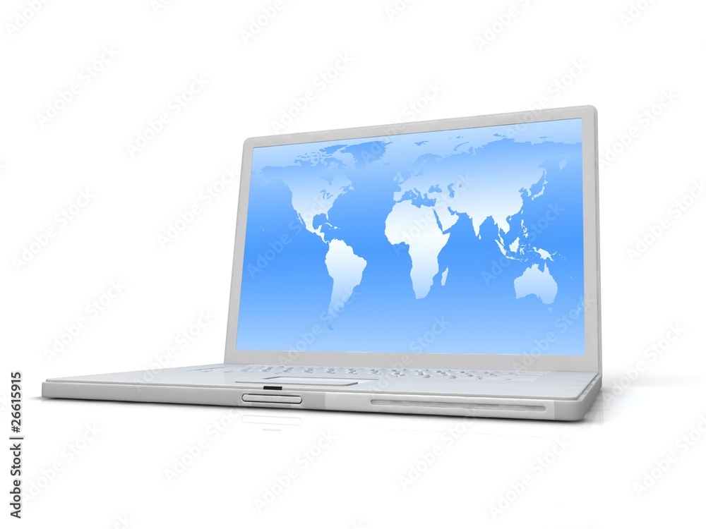 Professional Laptop on white background with reflection Professional Laptop on white background with reflection